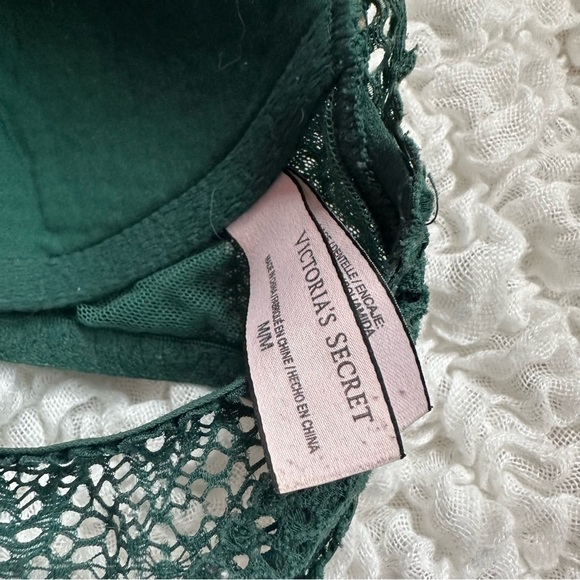 Victoria’s Secret Light Lined Lace Bralette Emerald Green Size Medium - Picture 3 of 3